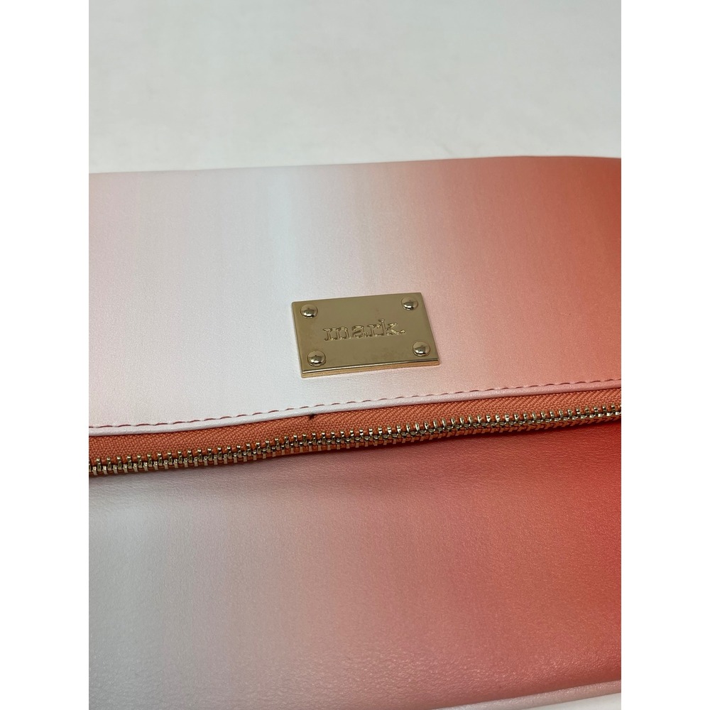Mark Avon Women Coral White Ombre Foldover Clutch Bag Gold Tone Logo F3943331